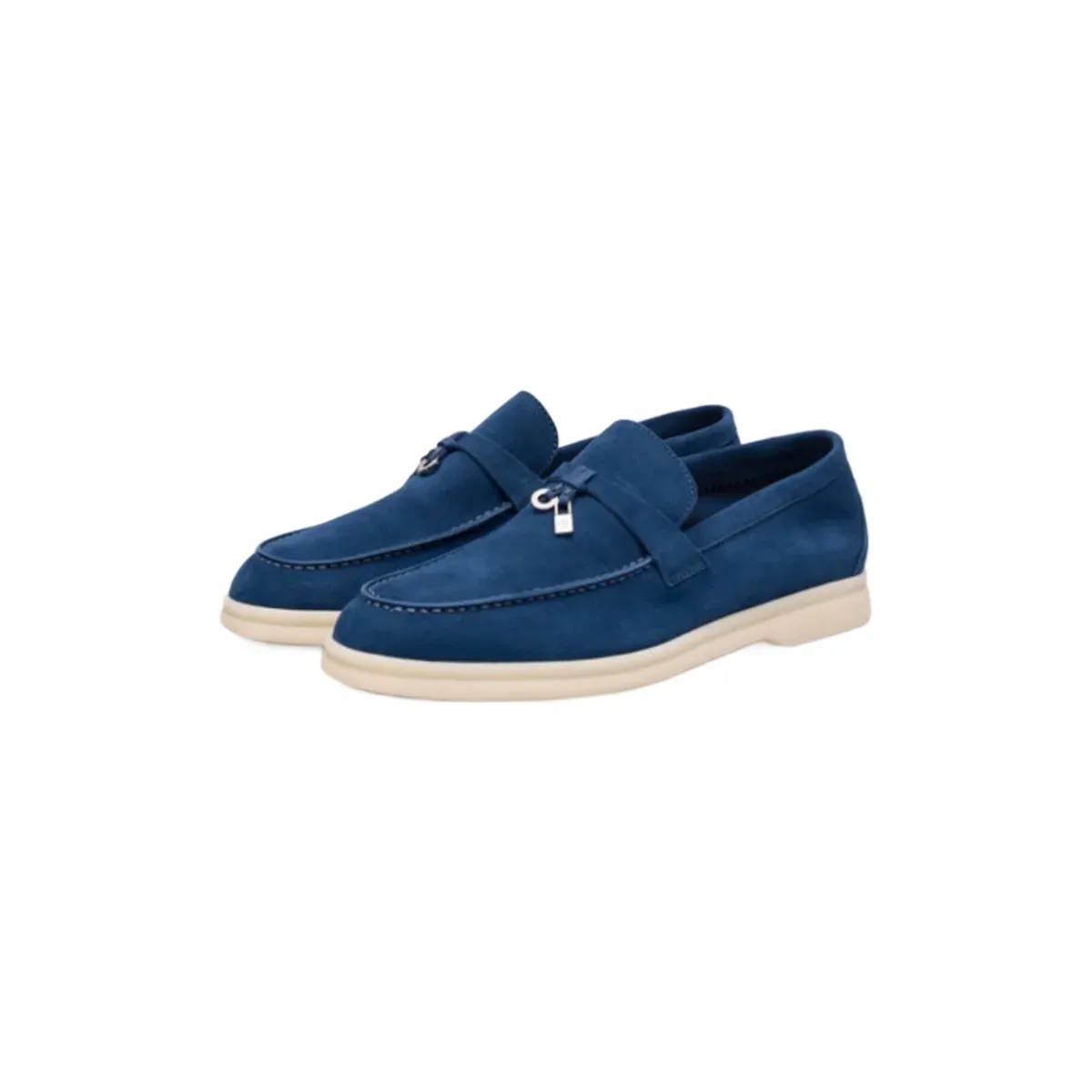 Loro Piana Summer Charms Walk blue suede loafers