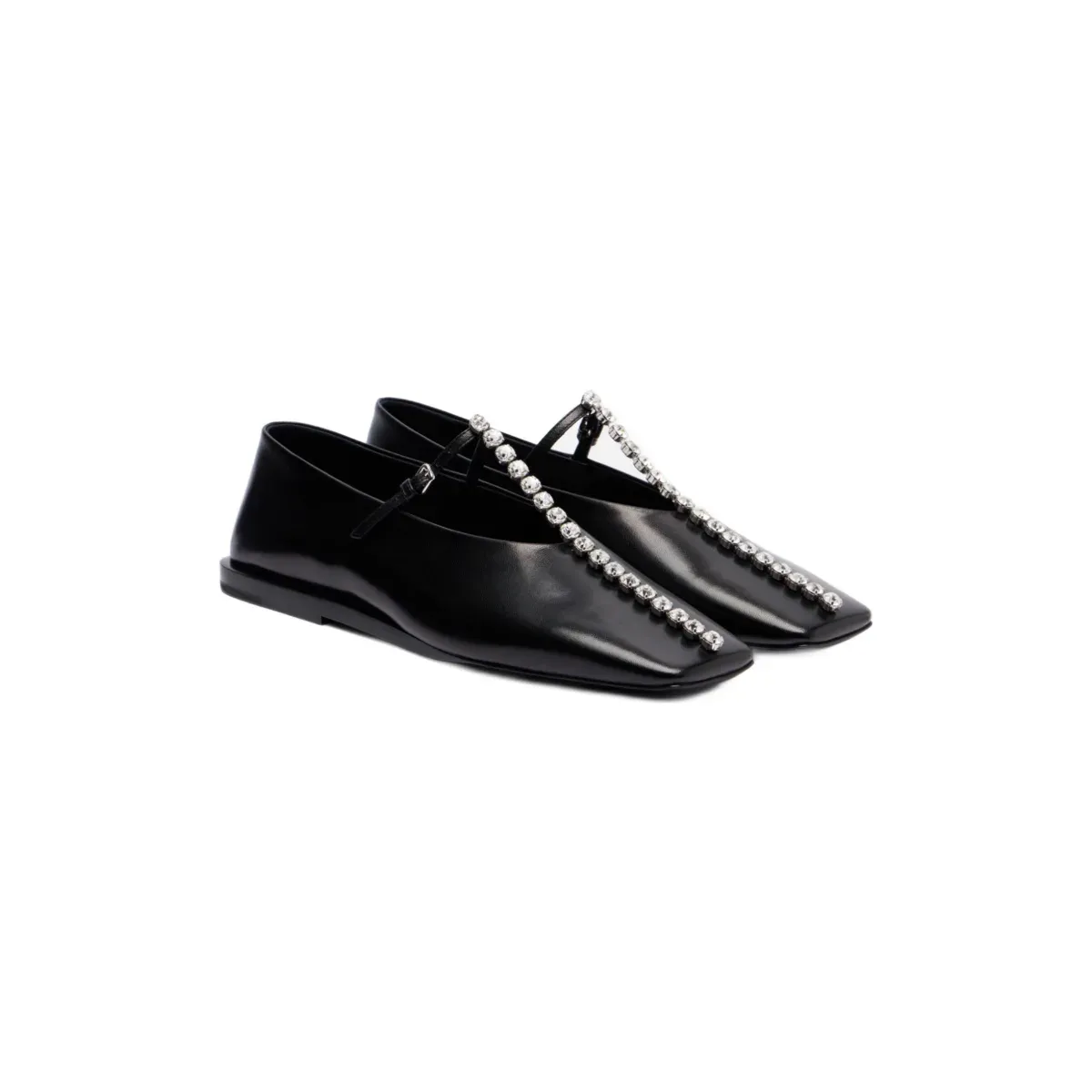 Jil Sander Alternative Crystal-embellished leather ballet flats in 