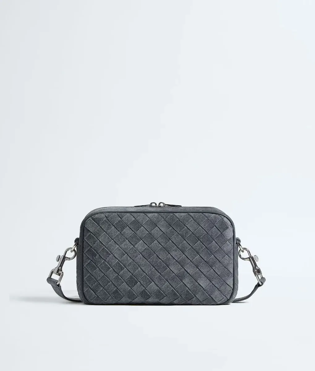 Bottega Veneta Small Intrecciato Camera Bag in Grey