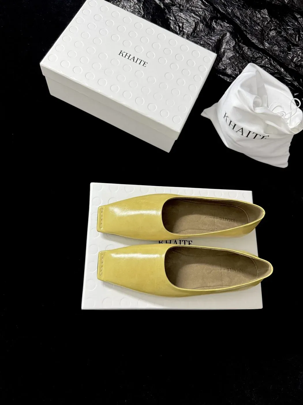 Khaite Alternative Square Toe Flat Loafer in Yellow