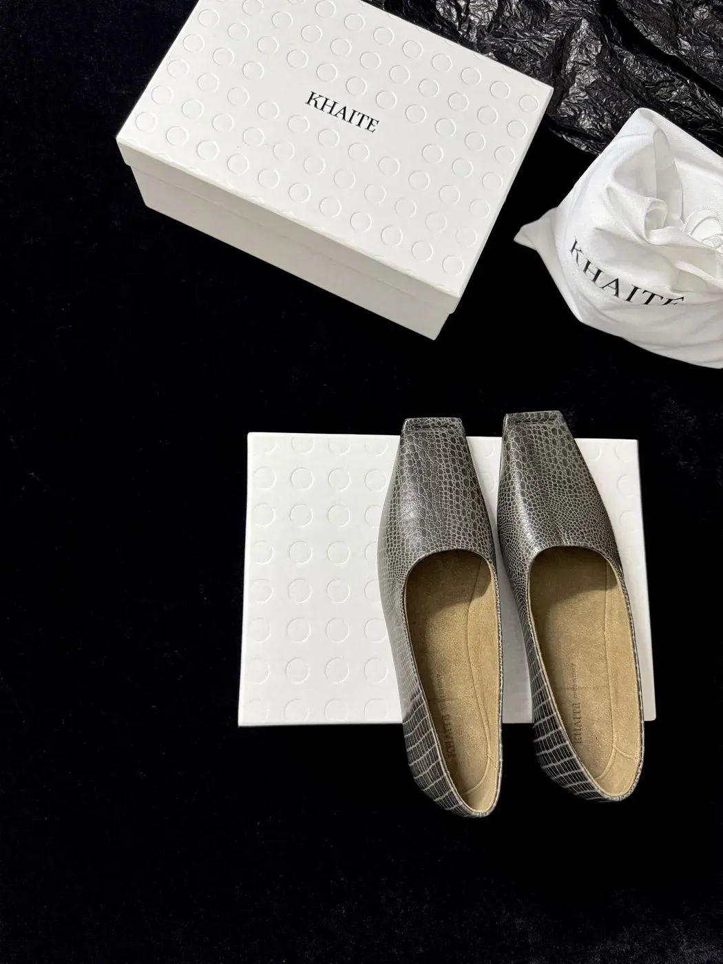 Khaite Alternative Square Toe Flat Loafer in Silver