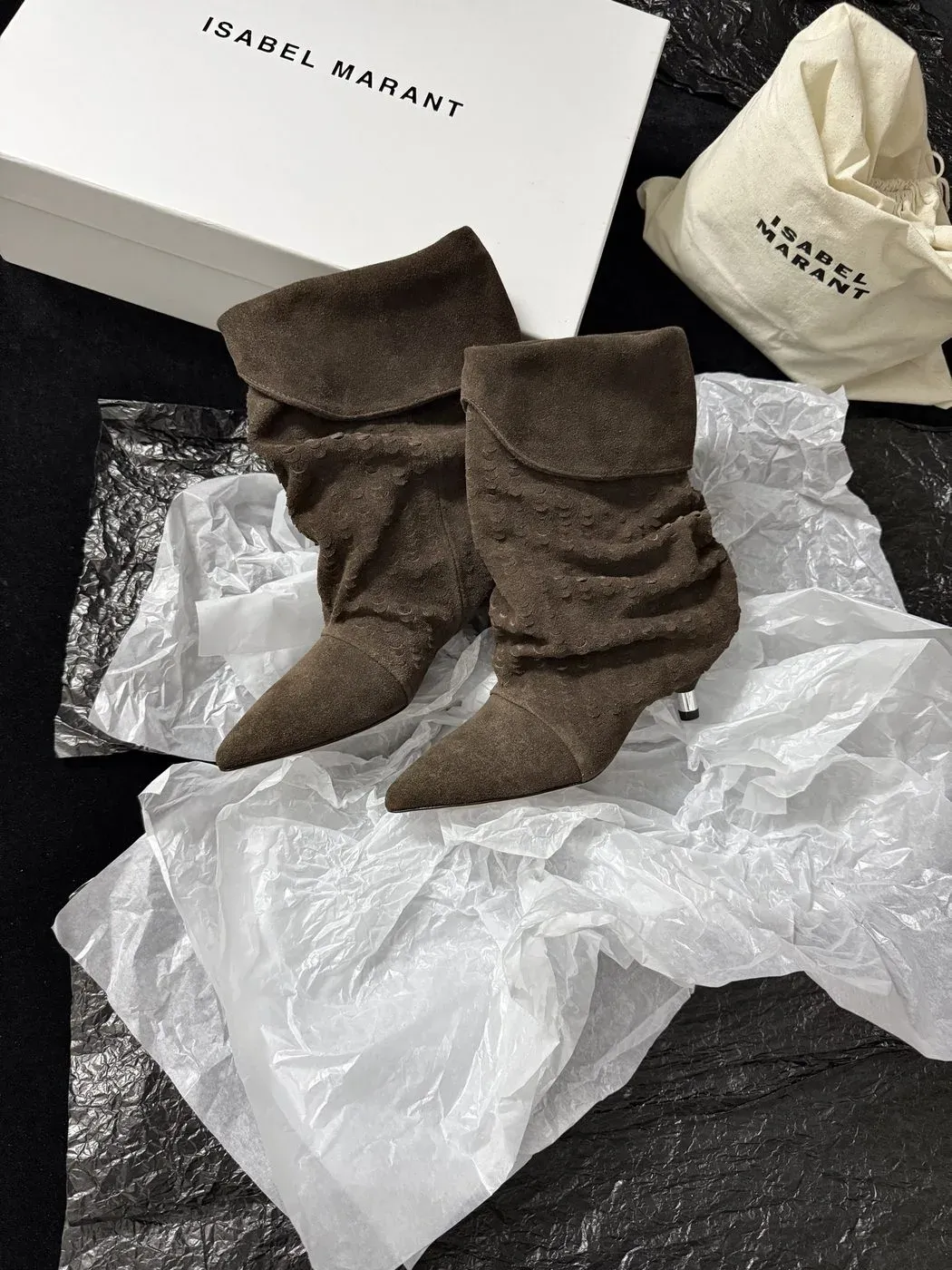 Isabel Marant Alternative Pleated Stacked-Heel Ankle Boots in Green