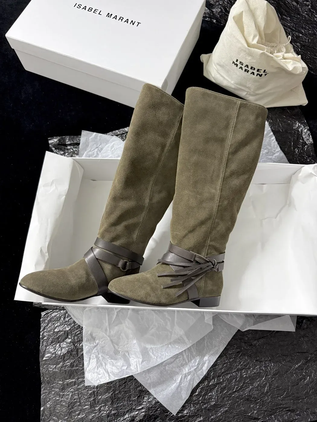Isabel Marant Alternative Fringe Western High Boots in Green