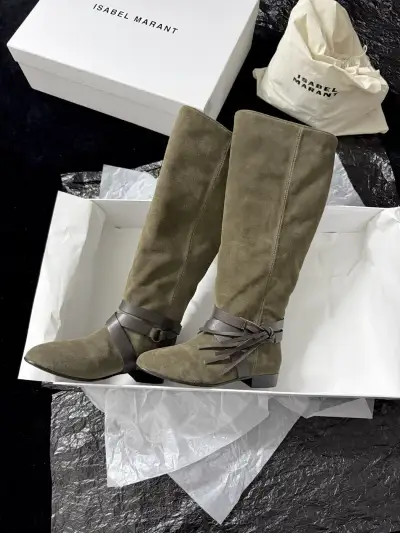 Isabel Marant Alternative Fringe Western High Boots in Green