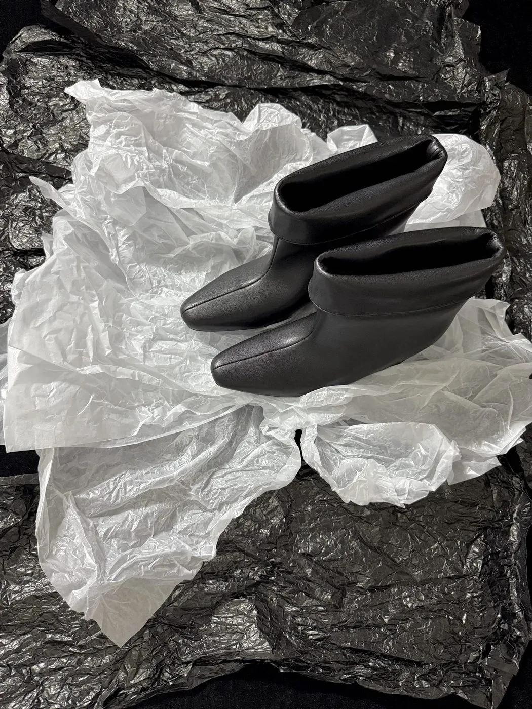 OSOI Alternative Cuffed Sharp-Toe Stacked Boot in Black