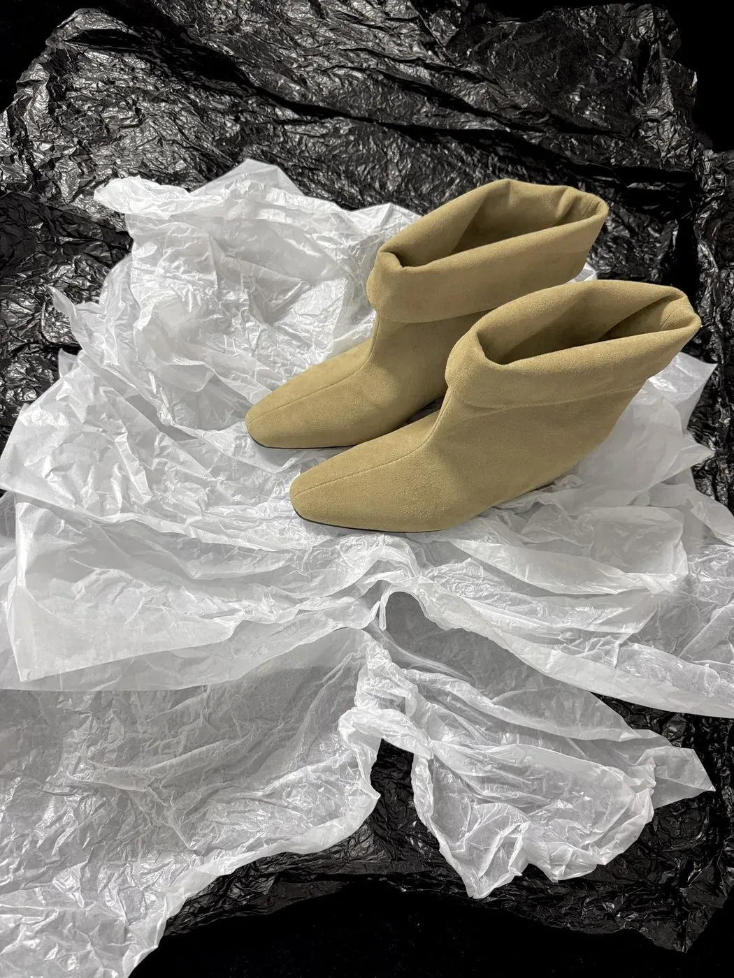 OSOI Alternative Cuffed Sharp-Toe Stacked Boot in Yellow