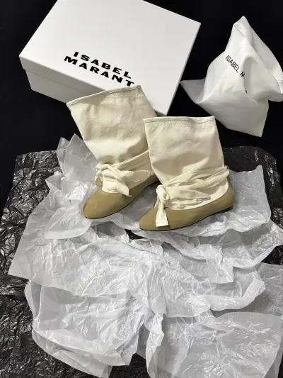 Isabel Marant Alternative Wrinkle Drawstring Boot in Cream