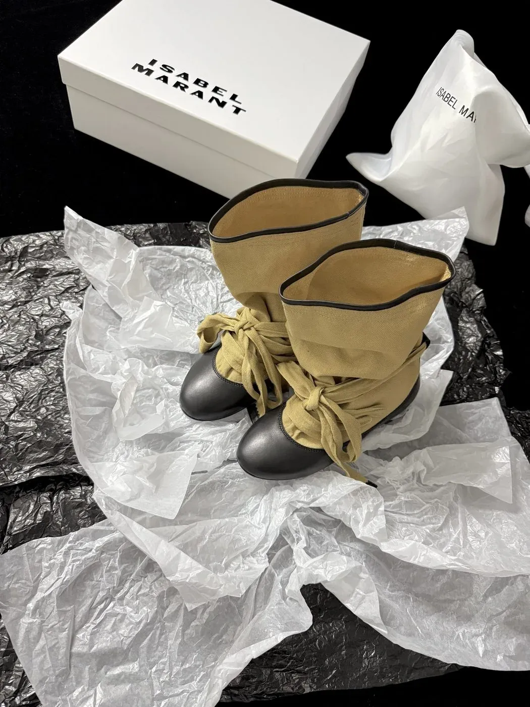 Isabel Marant Alternative Wrinkle Drawstring Boot in Beige