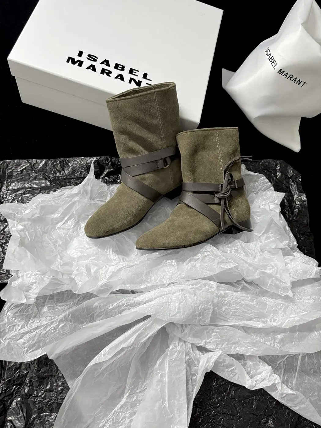 Isabel Marant Alternative Western Strappy Boot in Green