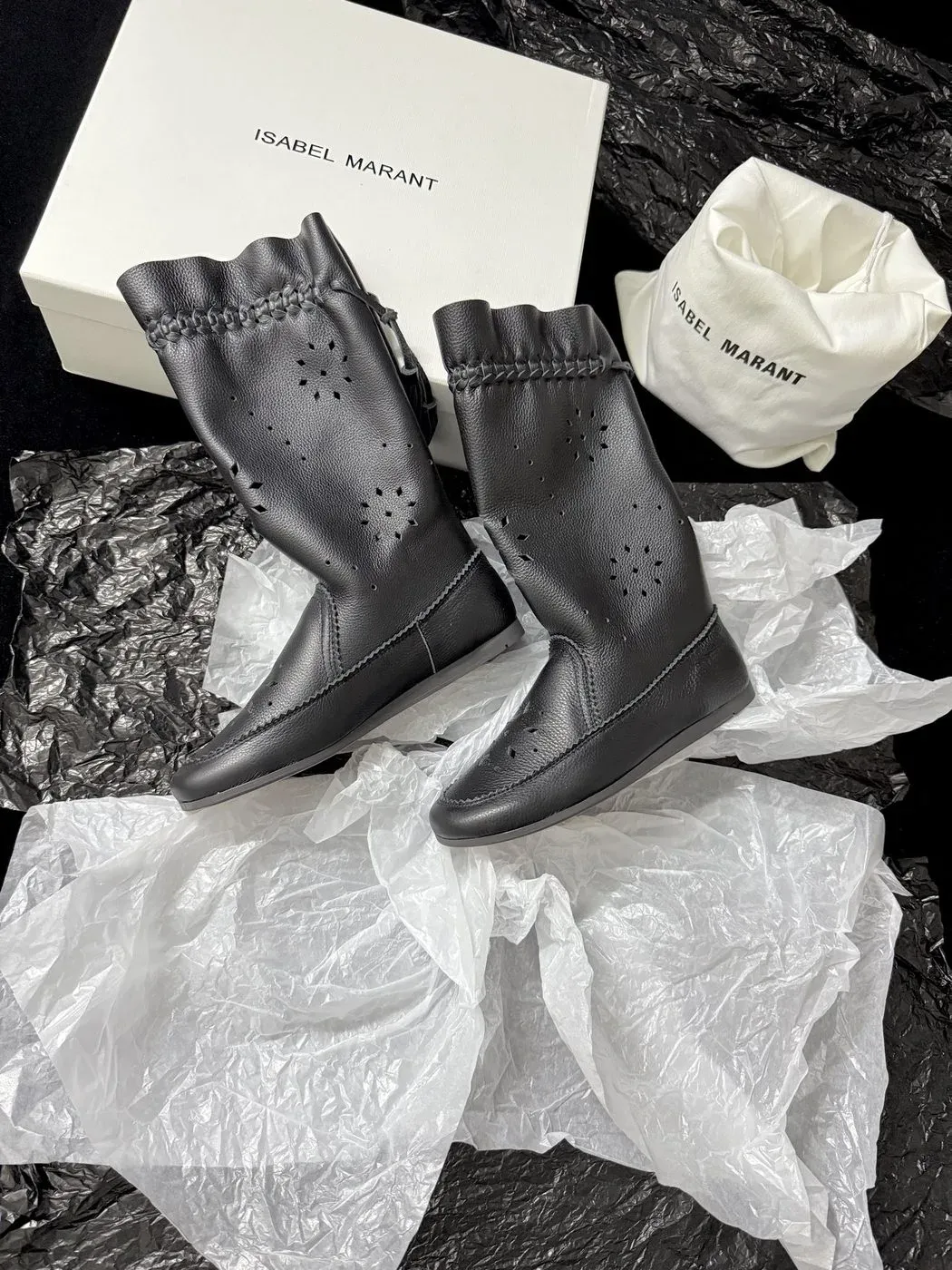Isabel Marant Alternative Fringe Western Boots in Grey