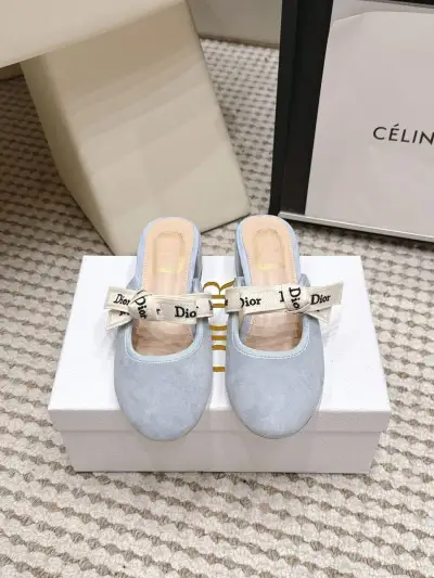 Dior Alternative Round Toe Butterfly Bow Slipper in Blue