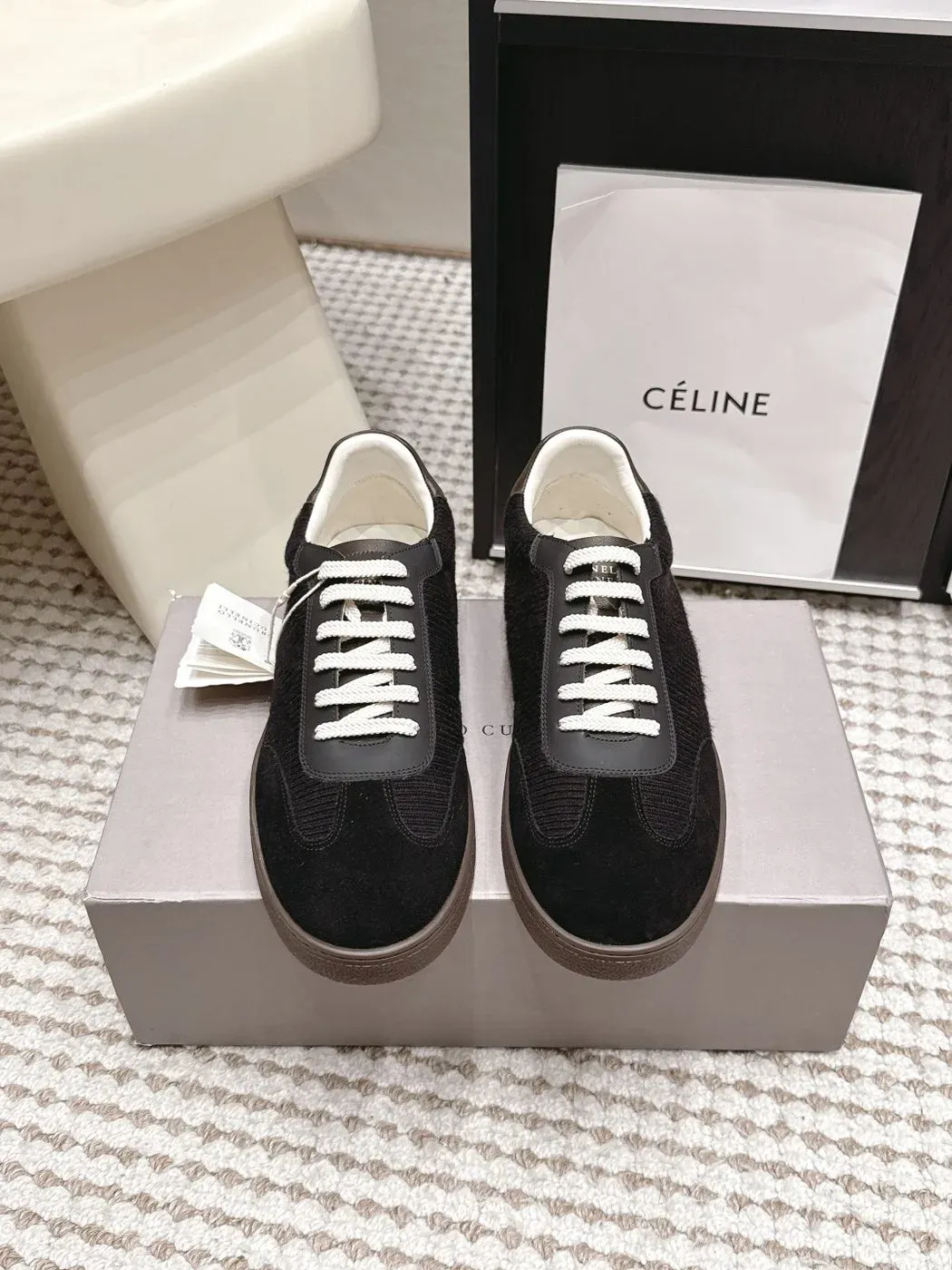 Brunello Cucinelli Alternative Suede Casual Skate Shoes in Black