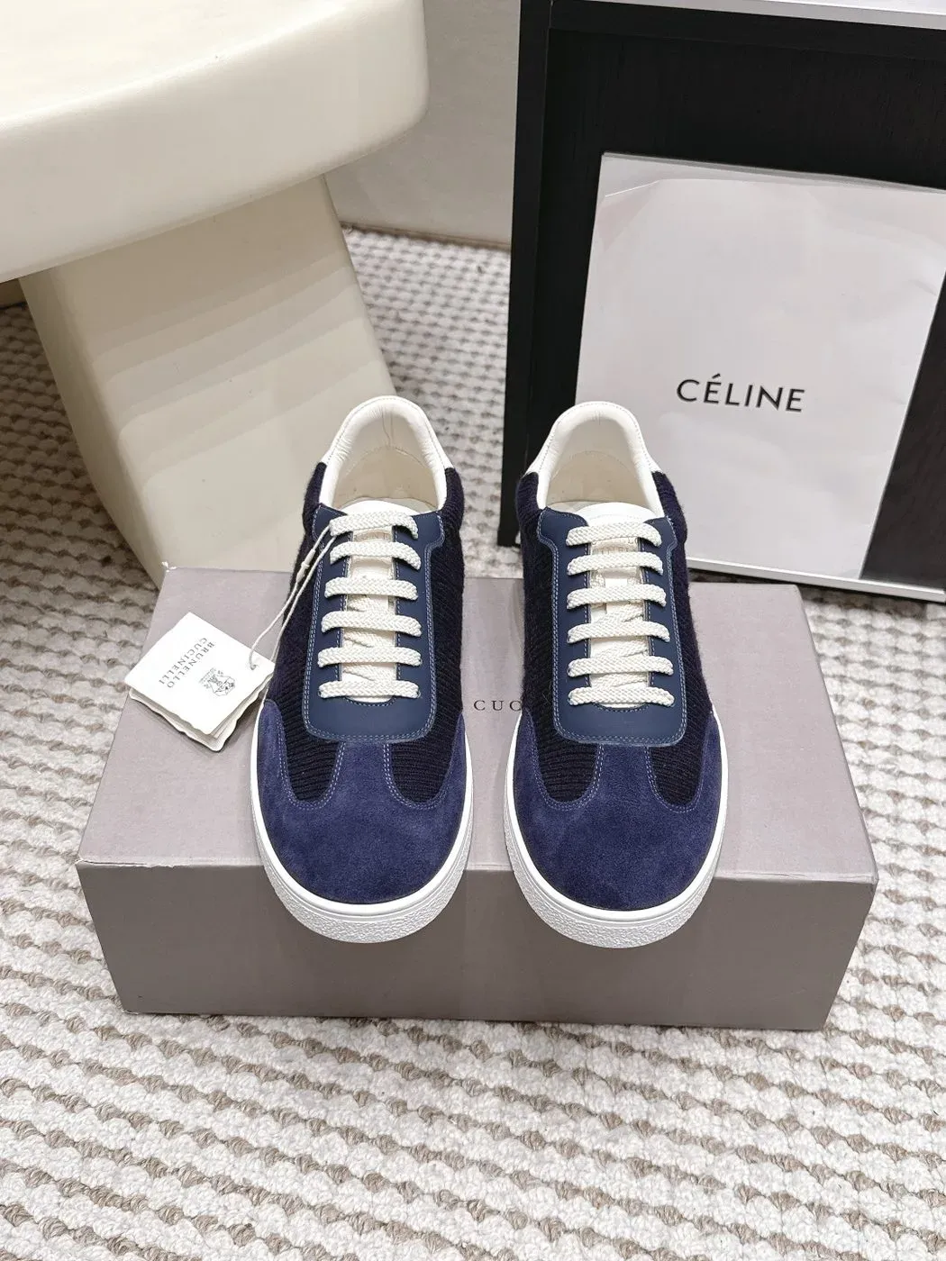 Brunello Cucinelli Alternative Suede Casual Skate Shoes in Navy