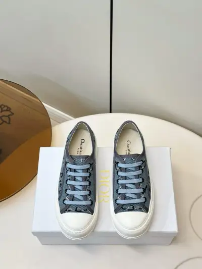 Dior Alternative WALK'N'DIOR Monogram Embroidered Canvas Thick-Sole Sneakers in Navy
