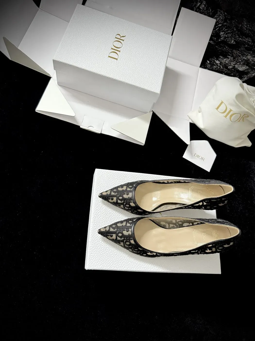 Dior Alternative adiorable ballet flat black dior oblique embroidered mesh in Black