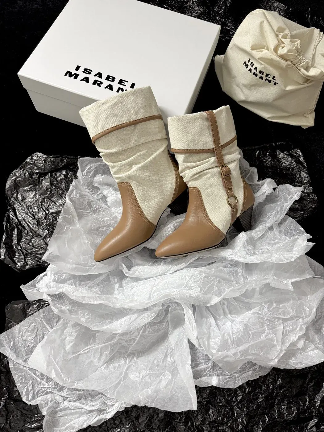 Isabel Marant Alternative Wrinkled Chunky Boot in Beige