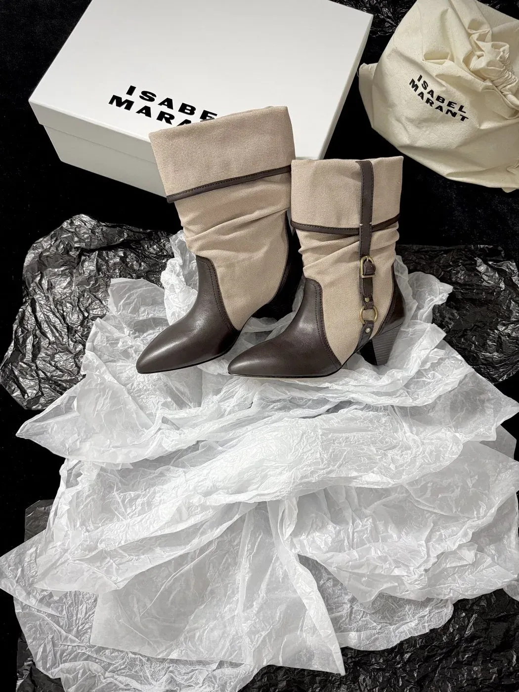 Isabel Marant Alternative Wrinkled Chunky Boot in Cream