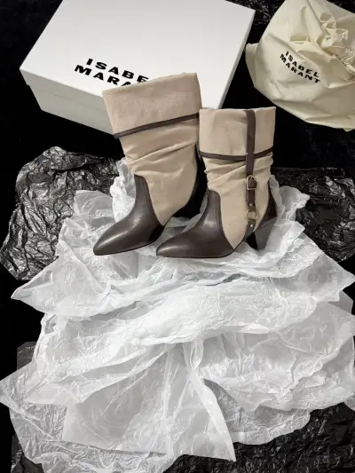 Isabel Marant Alternative Wrinkled Chunky Boot in Cream