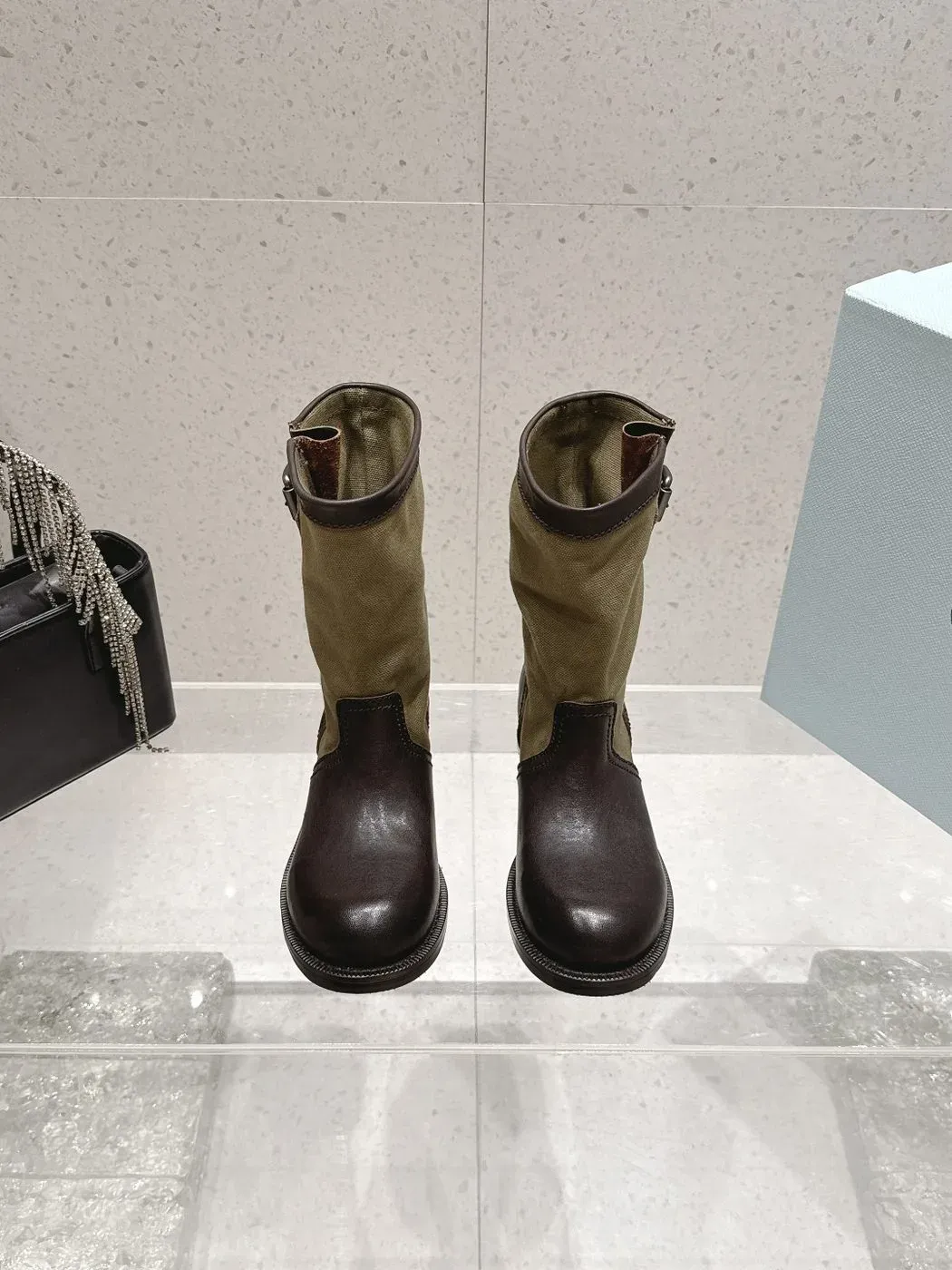 Prada Alternative Patchwork Retro Boot in Green