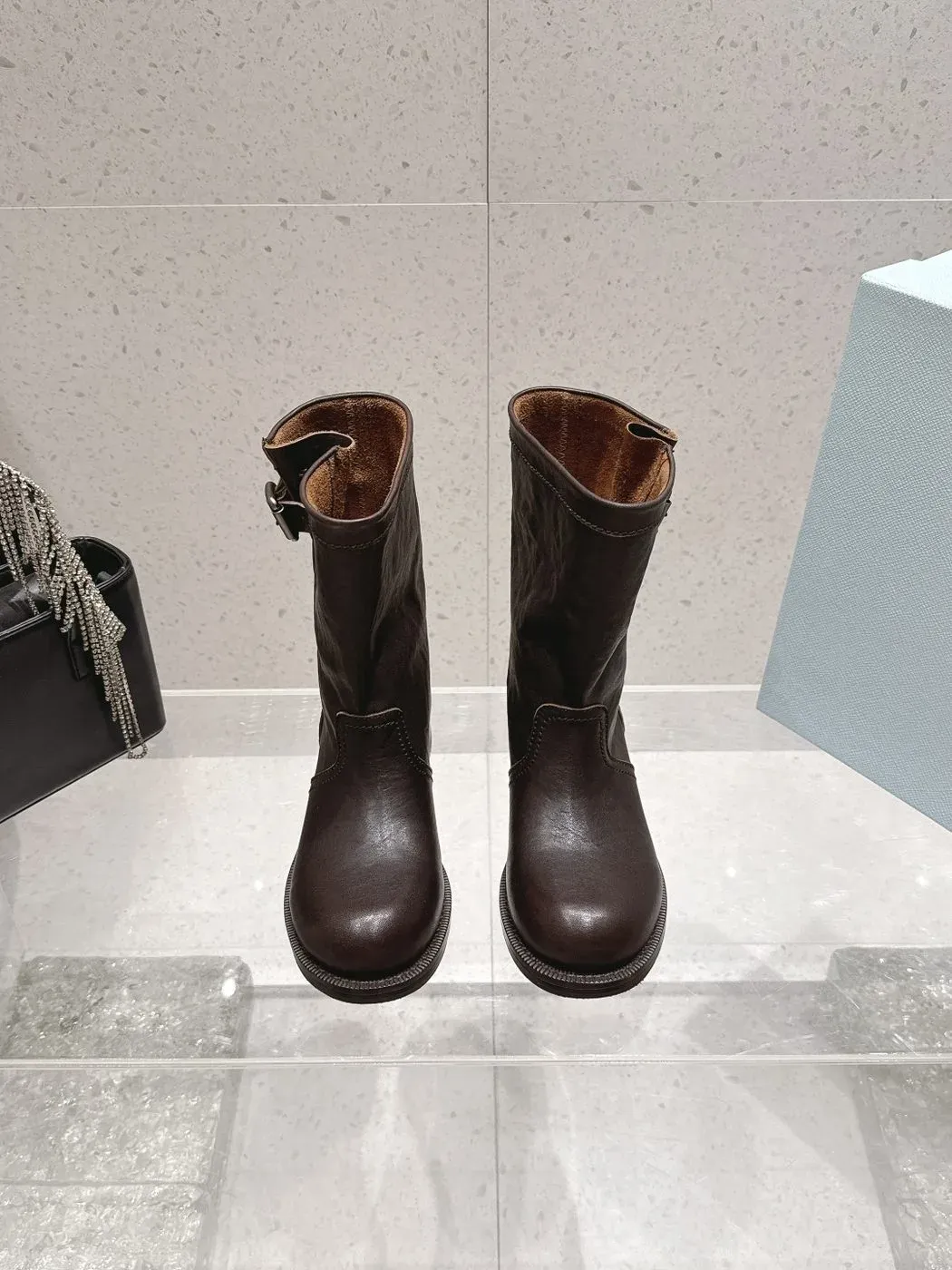 Prada Alternative Patchwork Retro Boot in Brown