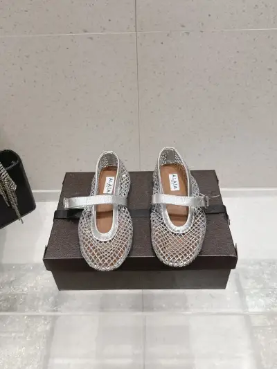 Alaïa Alternative Thong Ballet Sandal in Silver