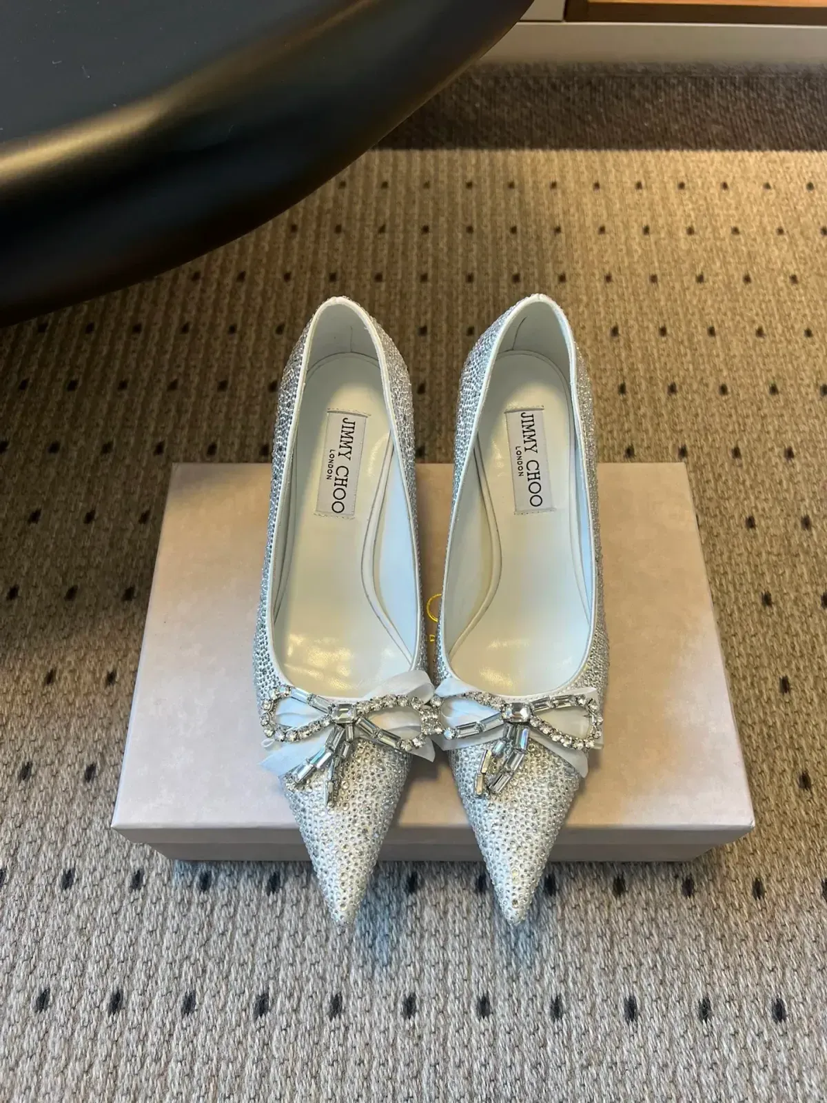 Jimmy Choo Alternative Crystal Bow Pumps in 