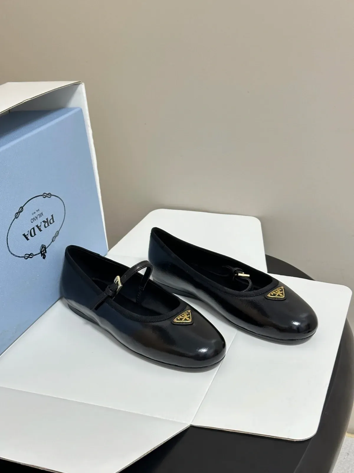 Prada Alternative Triangle Logo Ballet Flats in 