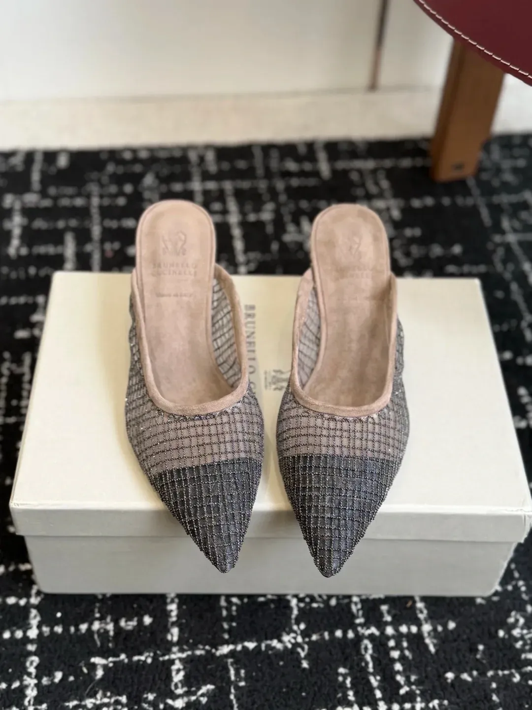 Brunello Cucinelli Alternative Beaded Mule Sandals in 