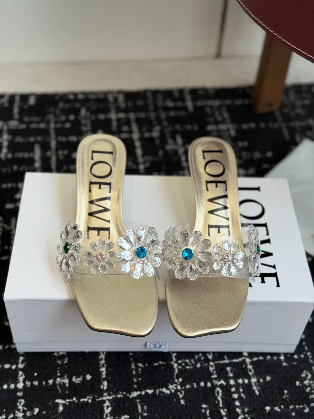 Loewe Alternative Rhinestone Heeled Slides in 