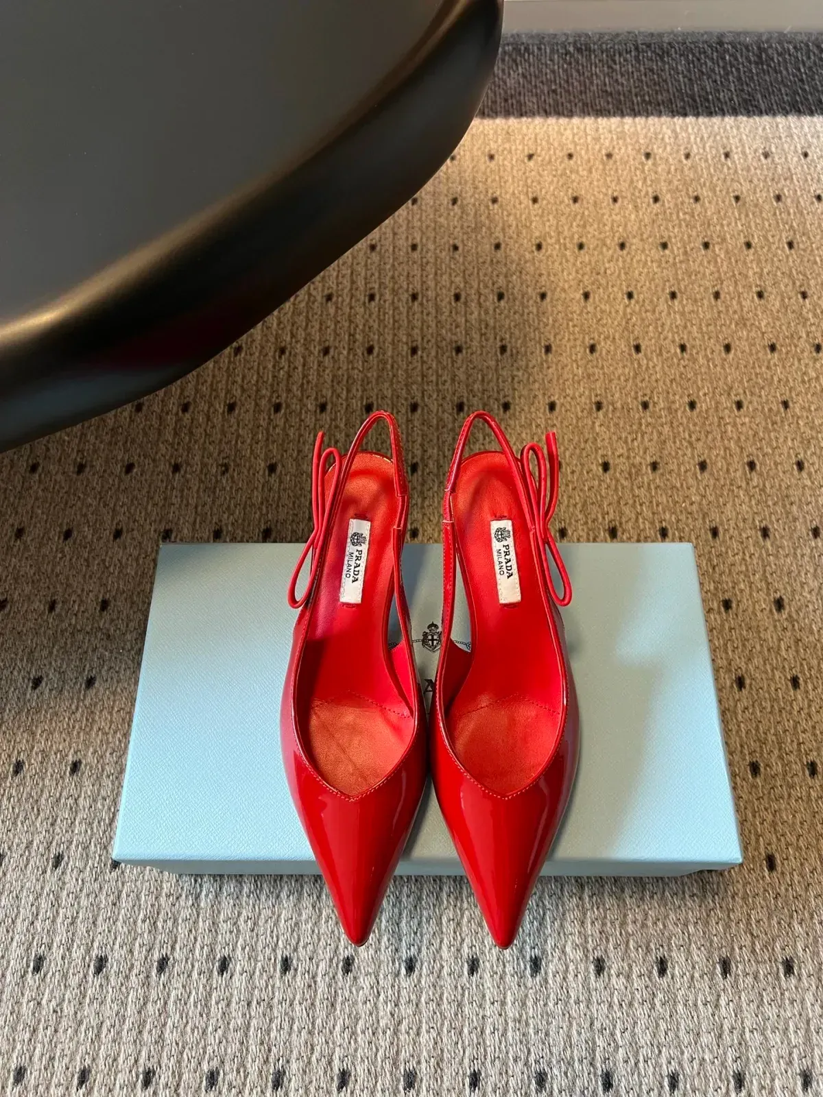 Prada Alternative Ankle Strap Mid Heel Sandals in 