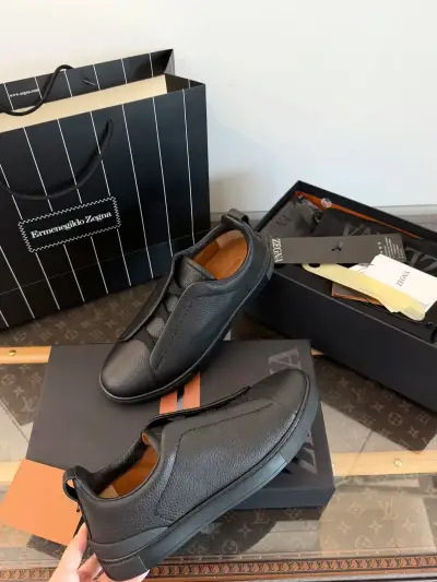 Zegna Alternative Triple Stitch Deerskin Sneakers in