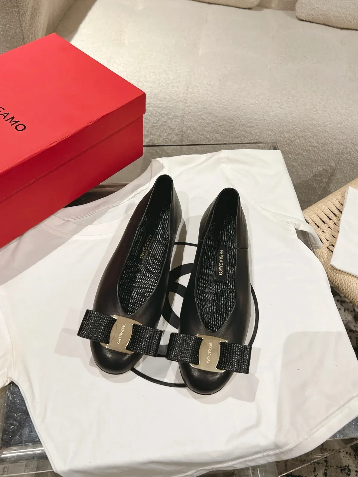 Salvatore Ferragamo Alternative Ferragamo Bow Round Toe Flats in 