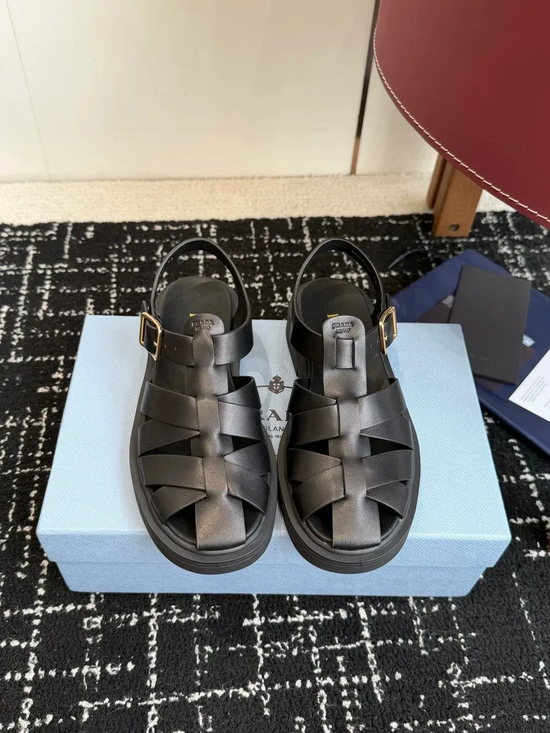 Prada Alternative Woven Rubber Sandals in 