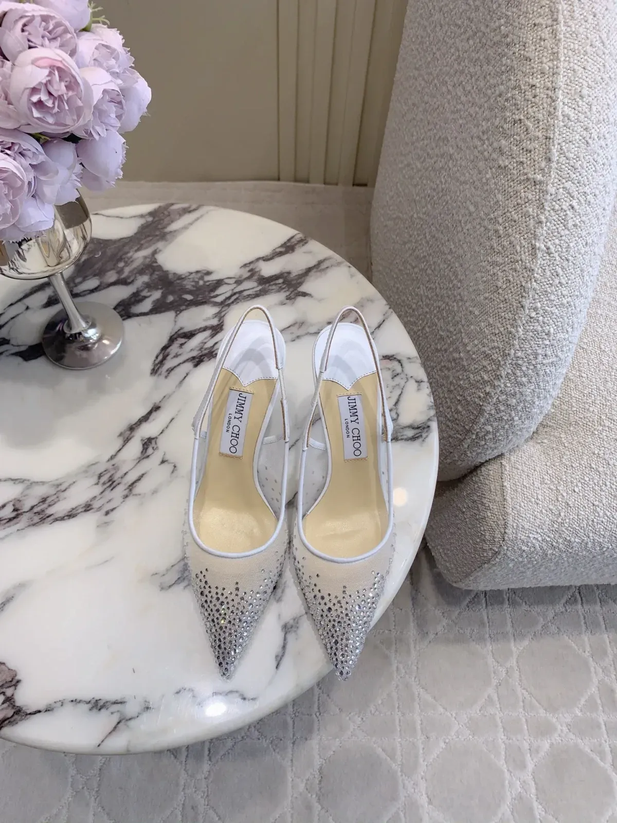 Jimmy Choo Alternative Crystal Mesh Heels in 