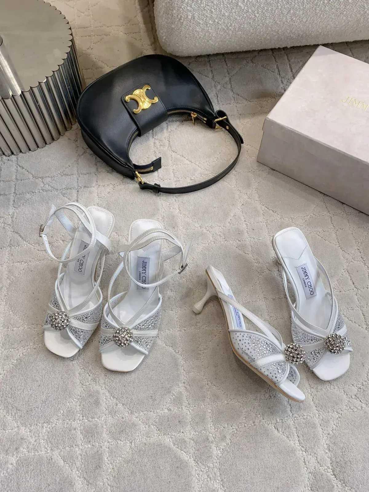 Jimmy Choo Alternative Crystal Mesh Sandals in 