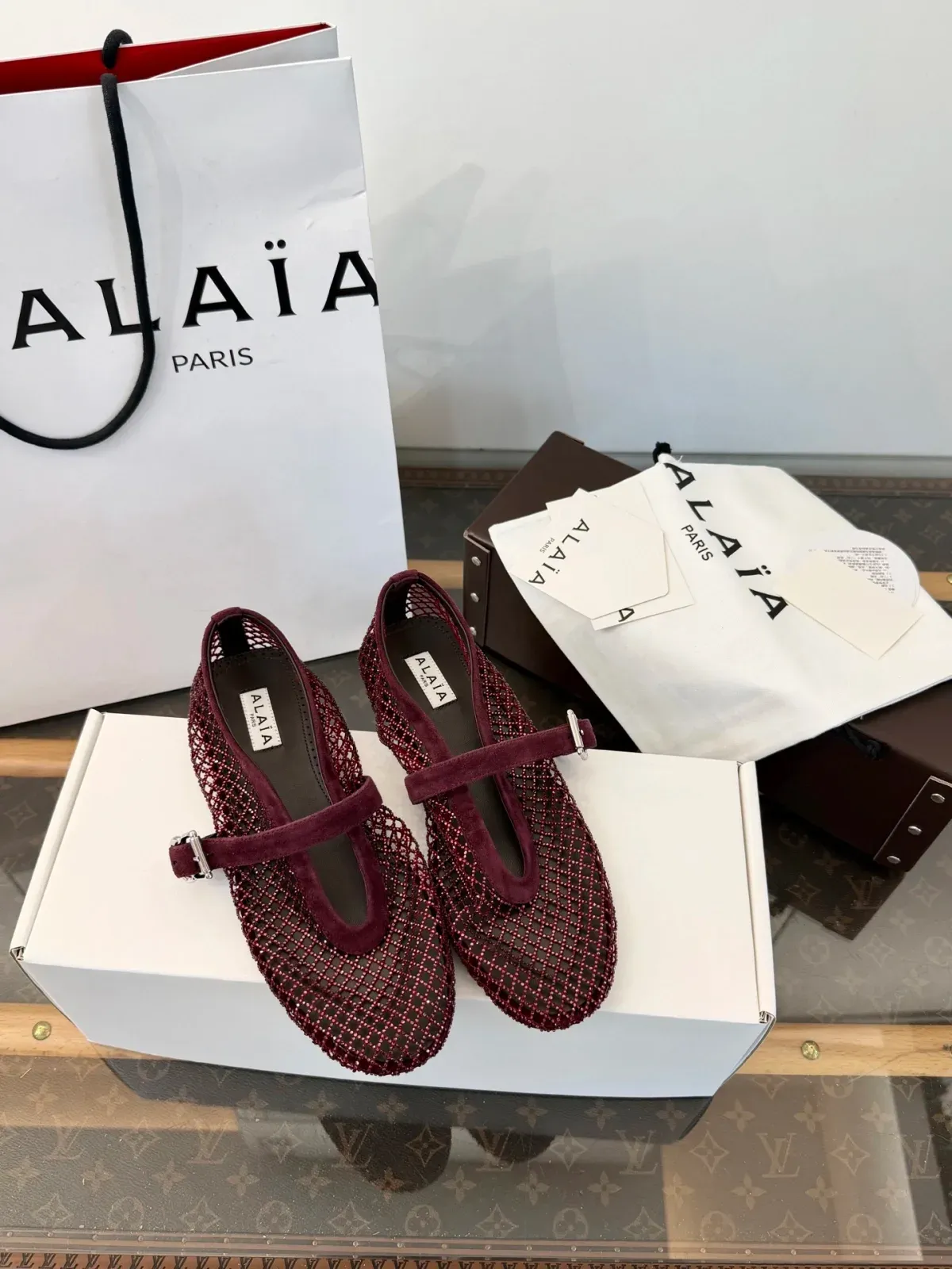 Alaïa Alternative Alaia Crystal Mesh Ballet Flats in 