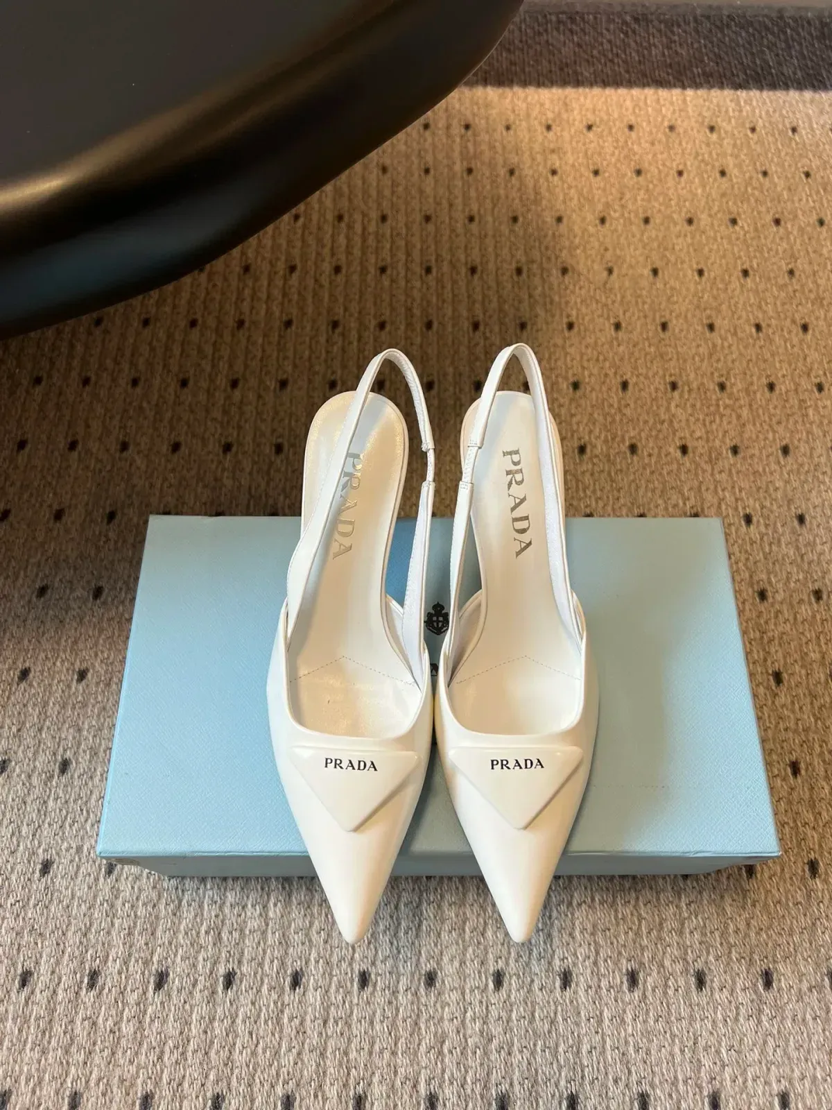 Prada Alternative Triangle Logo Pumps in 