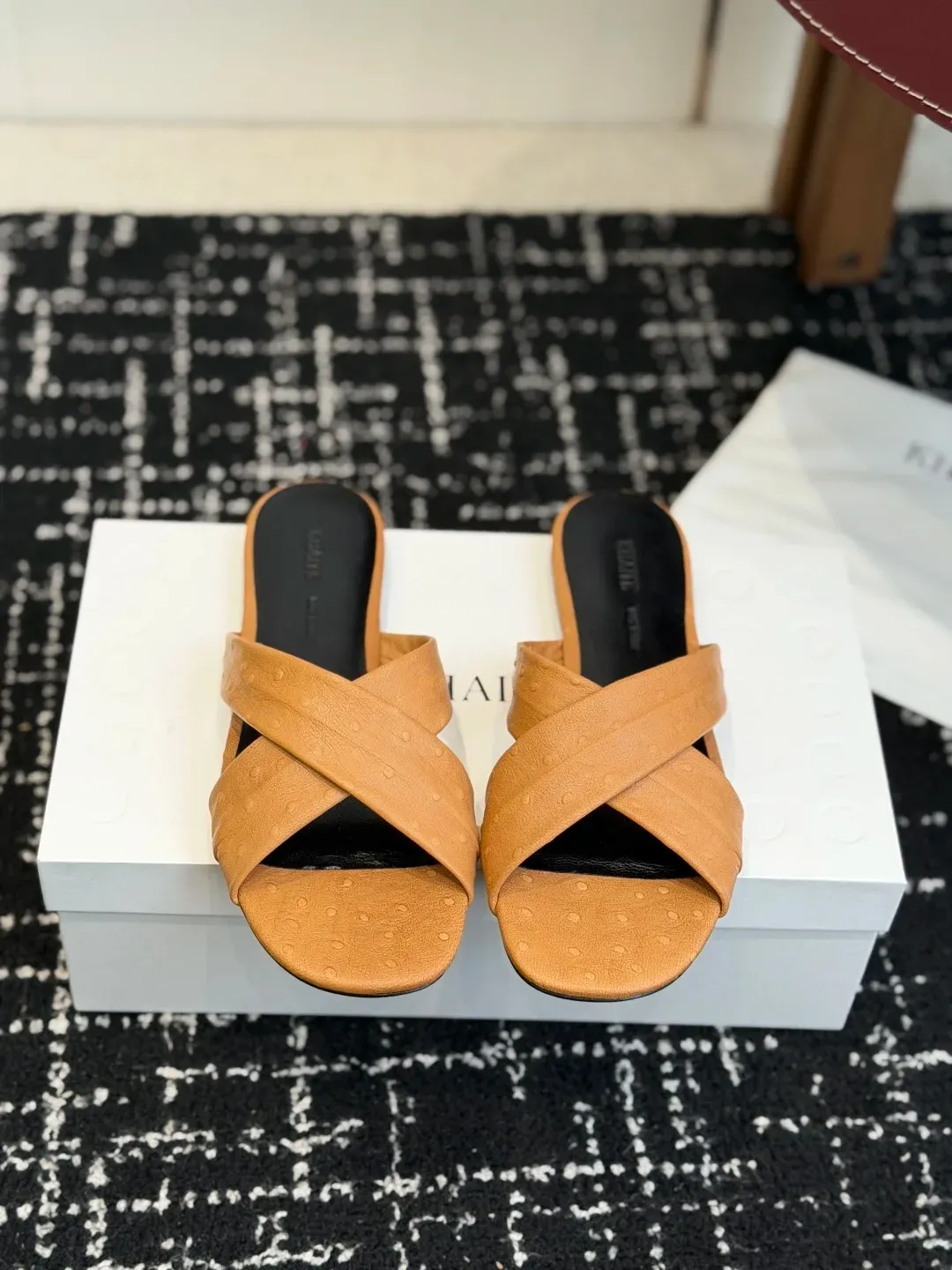 Khaite Alternative Cross Strap Slides in 