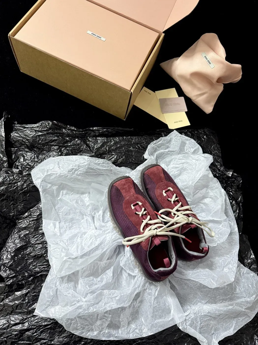 Miu Miu Alternative Suede Patchwork Sneaker in Red