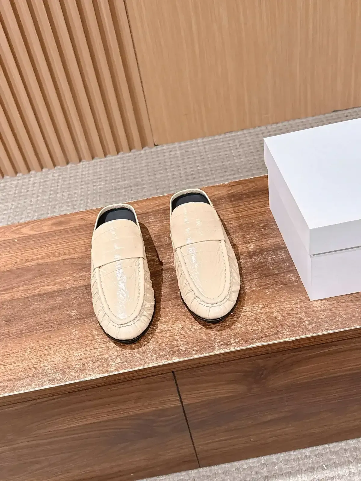 The Row Alternative Crinkled Leather Loafers in 