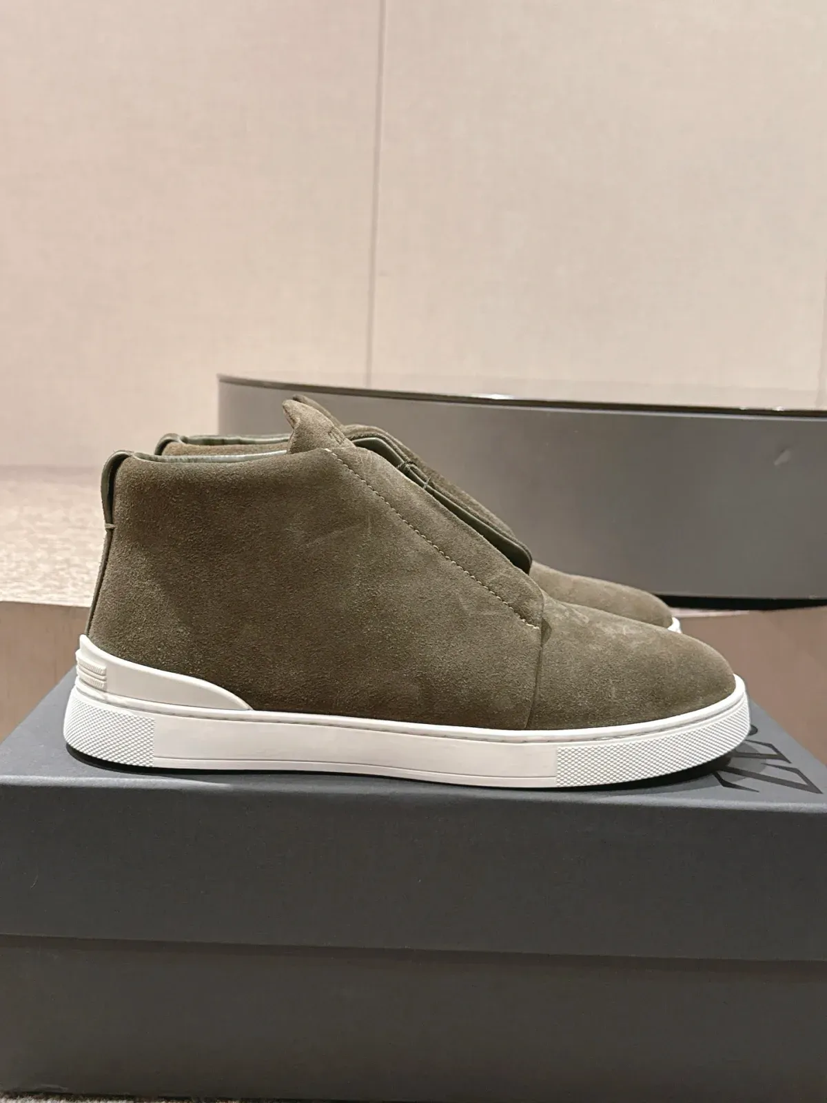 Zegna Alternative Triple Stitch High-Top Boots in თეთრი
