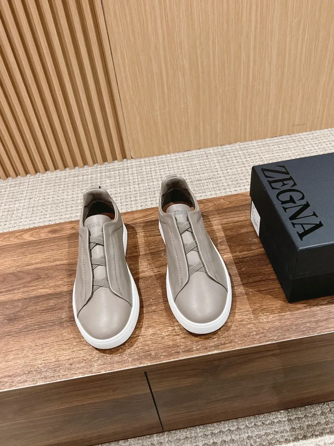 Zegna Alternative Couture Triple Stitch Sneakers in ბეჟი