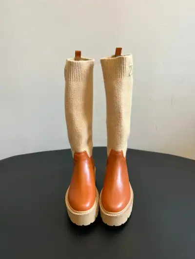 Celine Alternative Knit Calfskin Boots in