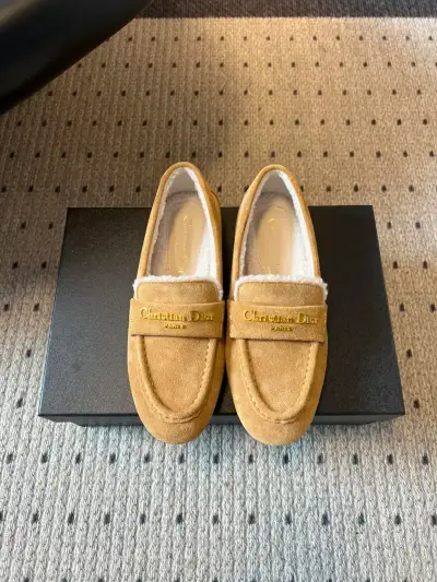 Dior Alternative Shearling Loafers in ოქროსფერი