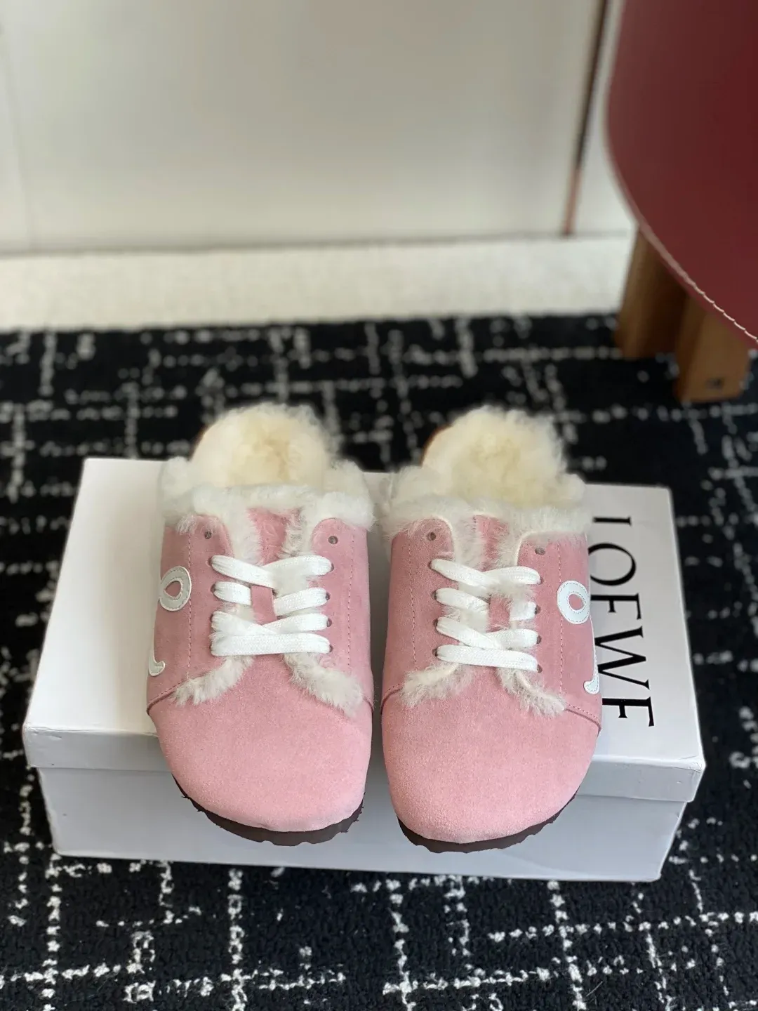 Loewe Alternative Wool Couple Slippers in 