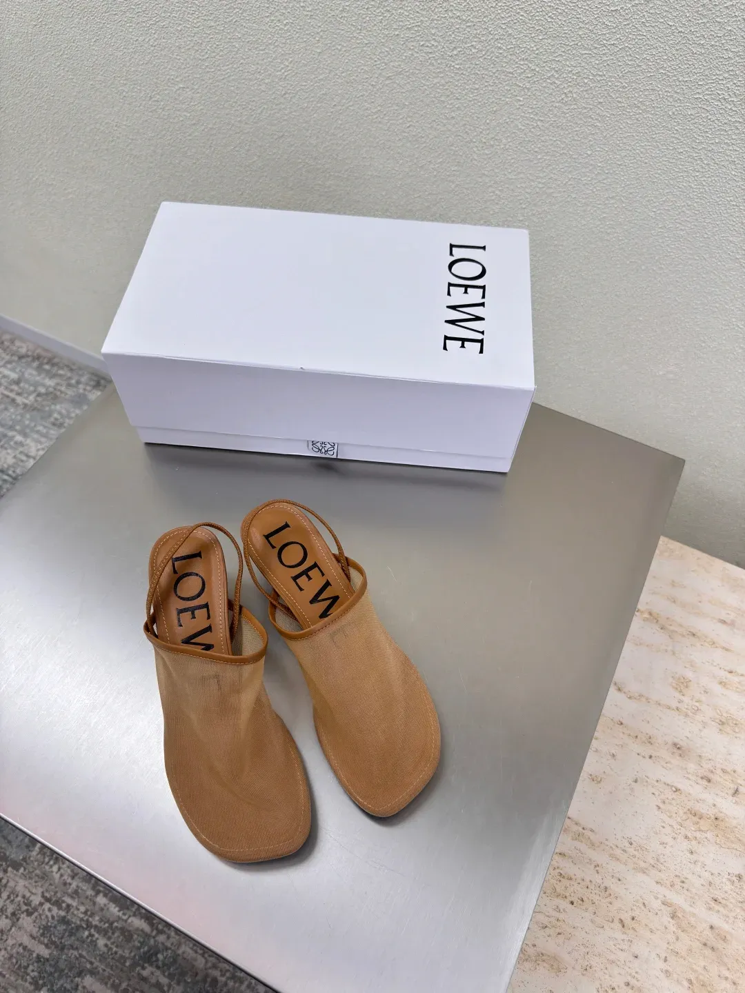 Loewe Alternative Mesh Mule Slides in Orange