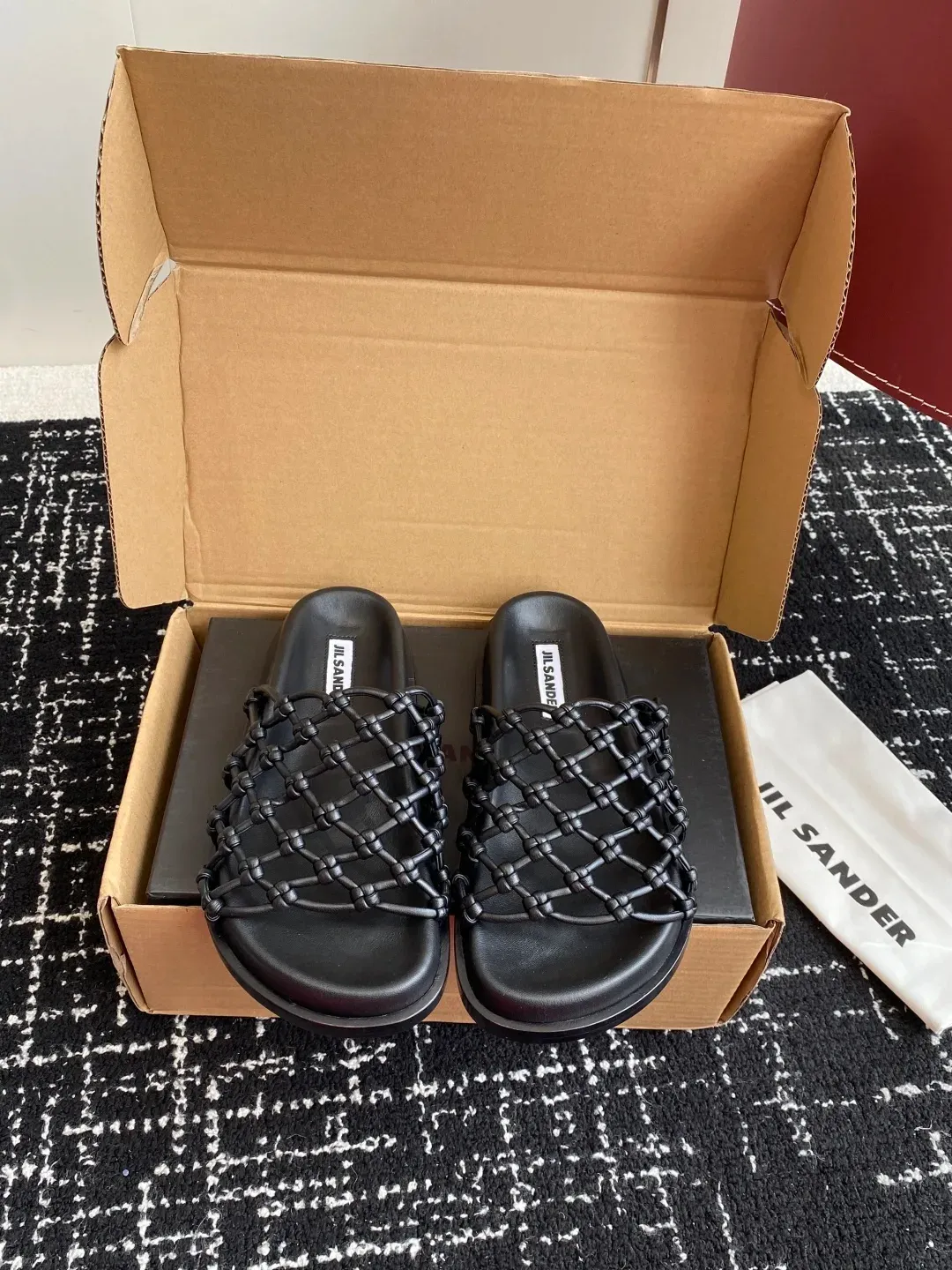 Jil Sander Alternative Fishnet Woven Slides in 