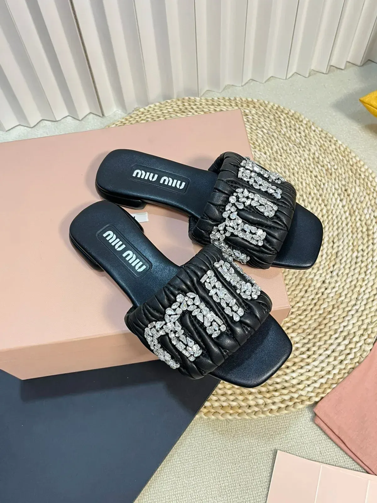 Miu Miu Alternative Crystal Buckle Sandals in 