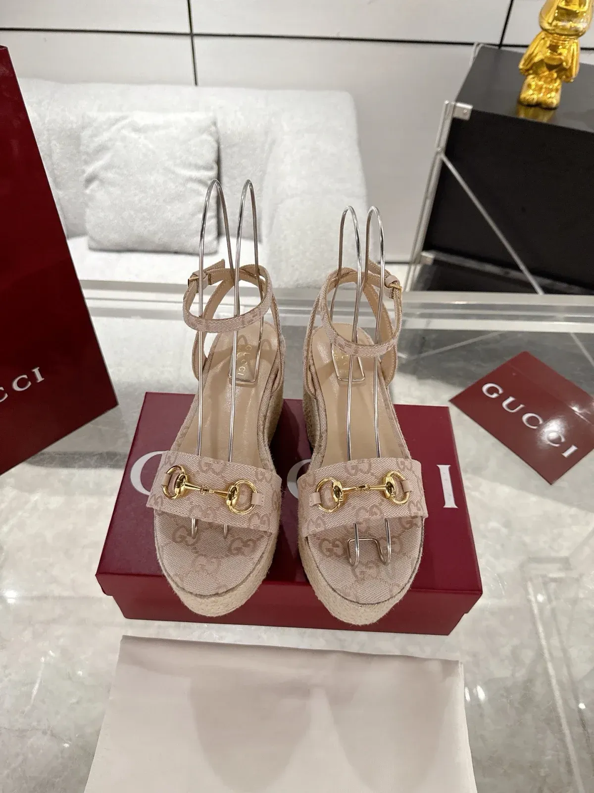 Gucci Alternative Horsebit Platform Espadrille Sandals in 