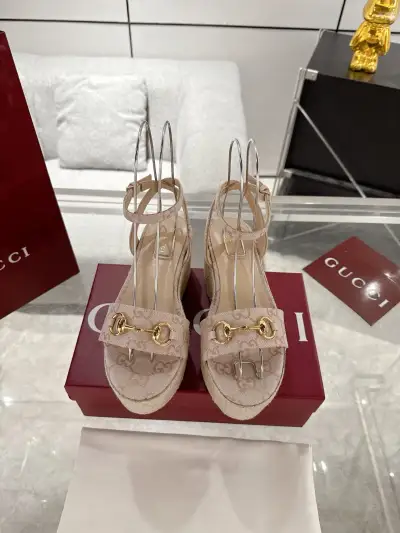 Gucci Alternative Horsebit Platform Espadrille Sandals in